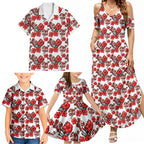 St. George Illawarra Dragons Family Matching Summer Maxi Dress and Hawaiian Shirt Tropical Hibiscus Floral Seamless Rugby Mascot