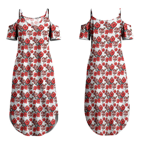 St. George Illawarra Dragons Family Matching Summer Maxi Dress and Hawaiian Shirt Tropical Hibiscus Floral Seamless Rugby Mascot