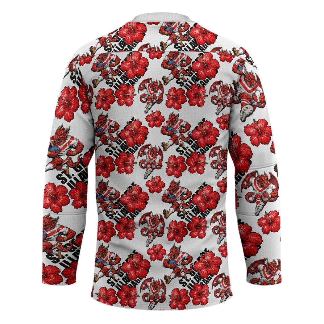 St. George Illawarra Dragons Hockey Jersey Tropical Hibiscus Floral Seamless Rugby Mascot