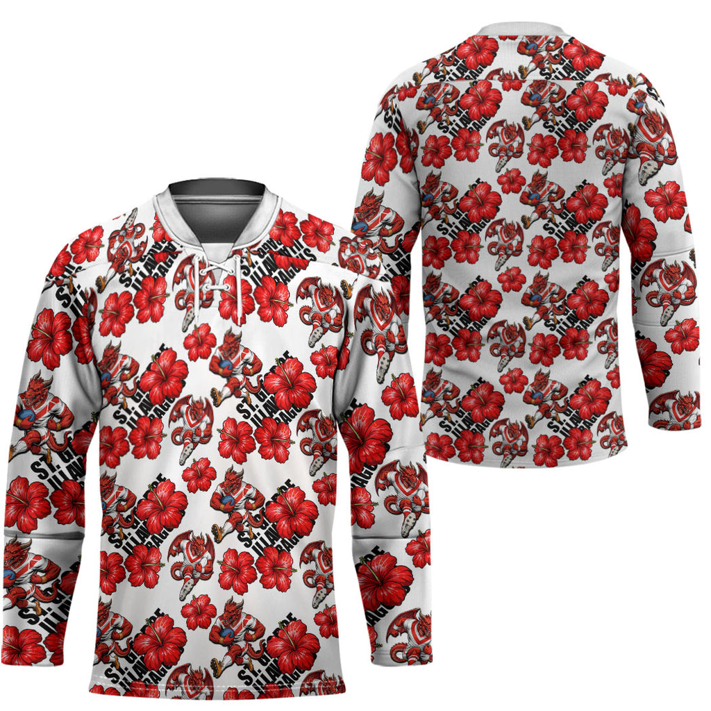St. George Illawarra Dragons Hockey Jersey Tropical Hibiscus Floral Seamless Rugby Mascot