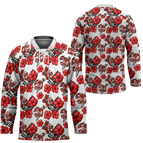 St. George Illawarra Dragons Hockey Jersey Tropical Hibiscus Floral Seamless Rugby Mascot