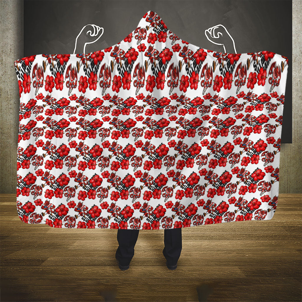 St. George Illawarra Dragons Hooded Blanket Tropical Hibiscus Floral Seamless Rugby Mascot