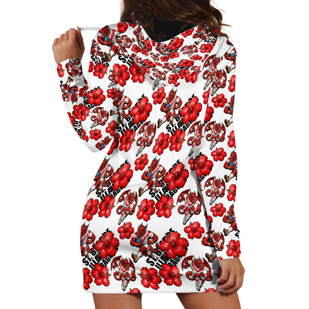 St. George Illawarra Dragons Hoodie Dress Tropical Hibiscus Floral Seamless Rugby Mascot