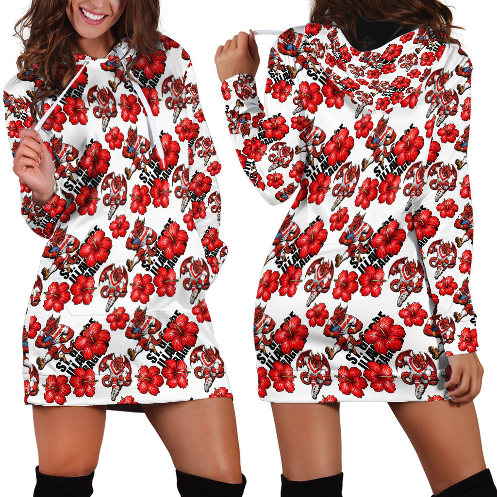 St. George Illawarra Dragons Hoodie Dress Tropical Hibiscus Floral Seamless Rugby Mascot