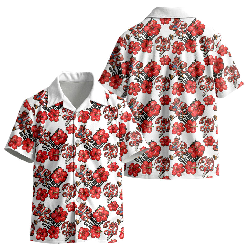 St. George Illawarra Dragons Kid Hawaiian Shirt Tropical Hibiscus Floral Seamless Rugby Mascot