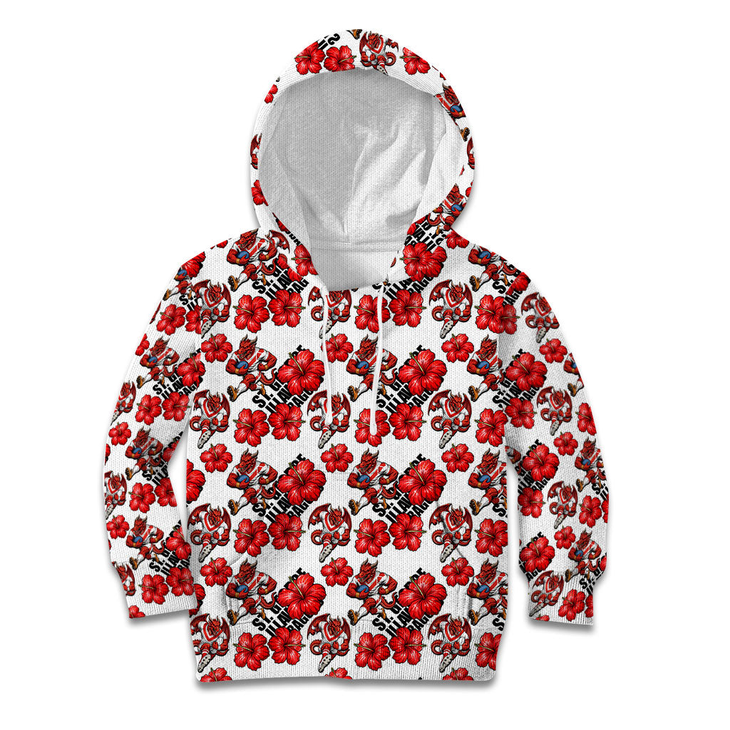 St. George Illawarra Dragons Kid Hoodie Tropical Hibiscus Floral Seamless Rugby Mascot