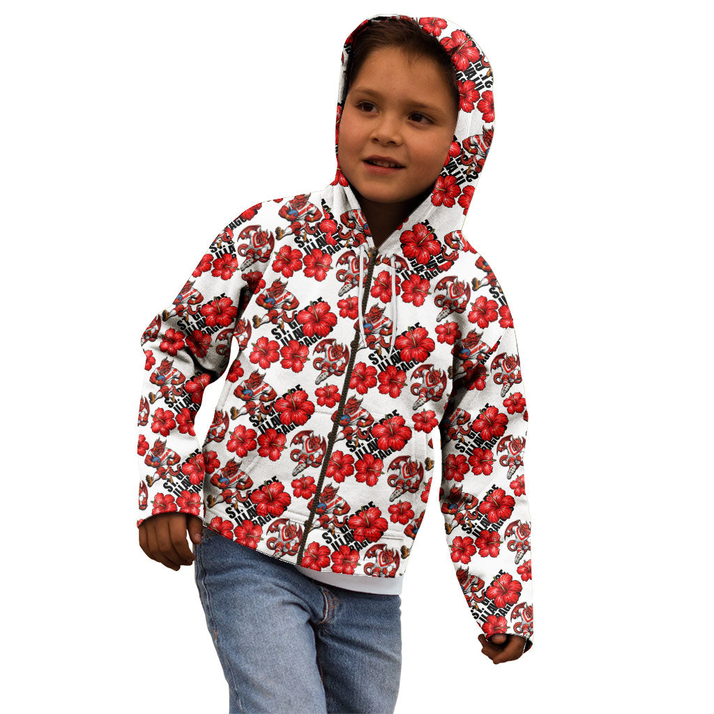St. George Illawarra Dragons Kid Hoodie Tropical Hibiscus Floral Seamless Rugby Mascot
