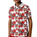 St. George Illawarra Dragons Kid Polo Shirt Tropical Hibiscus Floral Seamless Rugby Mascot