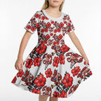 St. George Illawarra Dragons Kid Short Sleeve Dress Tropical Hibiscus Floral Seamless Rugby Mascot