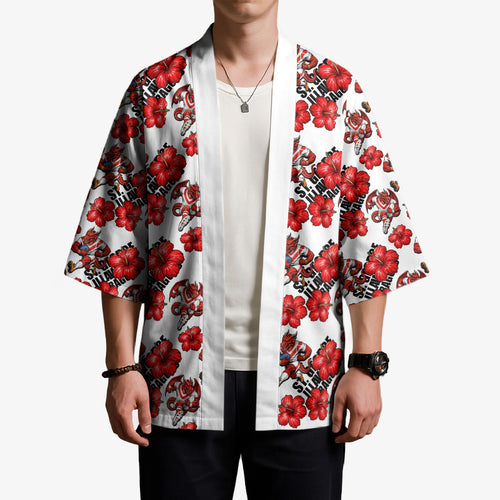 St. George Illawarra Dragons Kimono Tropical Hibiscus Floral Seamless Rugby Mascot
