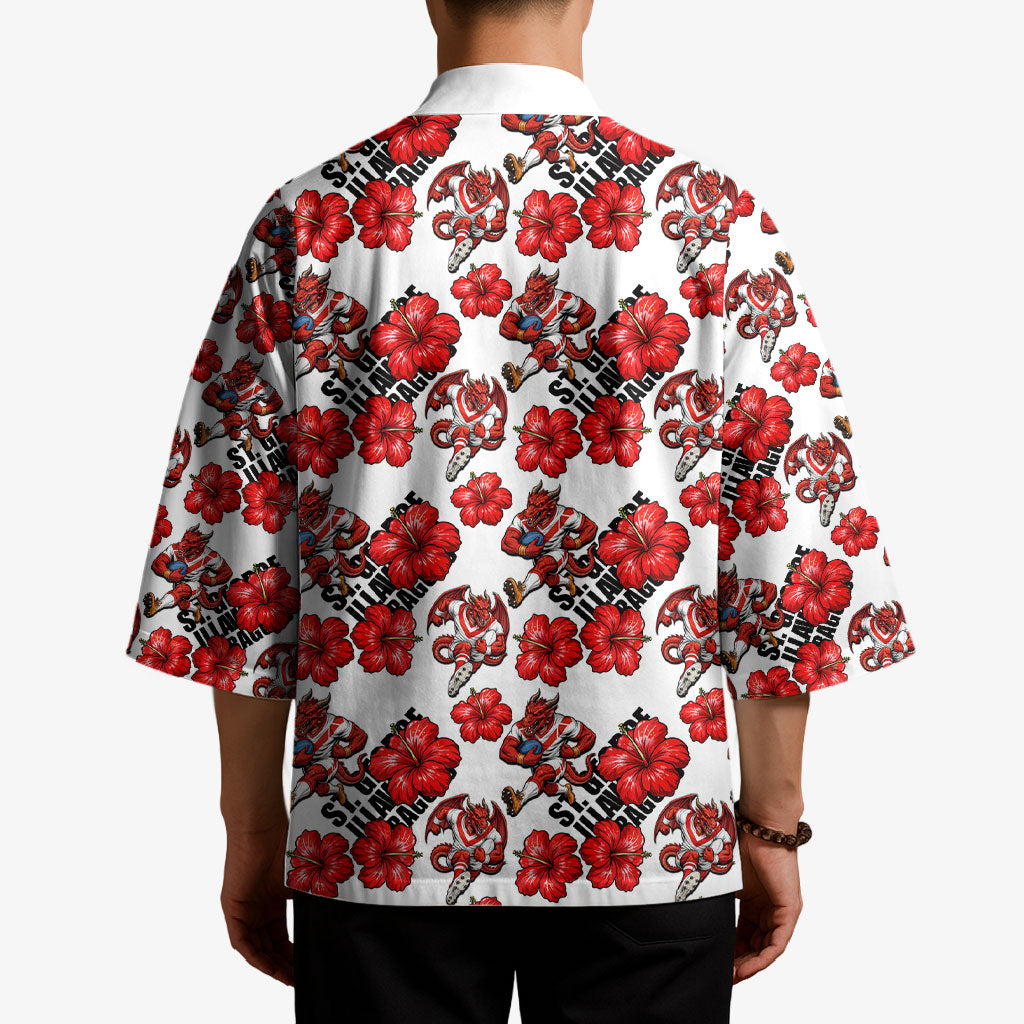 St. George Illawarra Dragons Kimono Tropical Hibiscus Floral Seamless Rugby Mascot