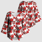 St. George Illawarra Dragons Kimono Sleeve Blouse Tropical Hibiscus Floral Seamless Rugby Mascot
