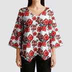 St. George Illawarra Dragons Kimono Sleeve Blouse Tropical Hibiscus Floral Seamless Rugby Mascot