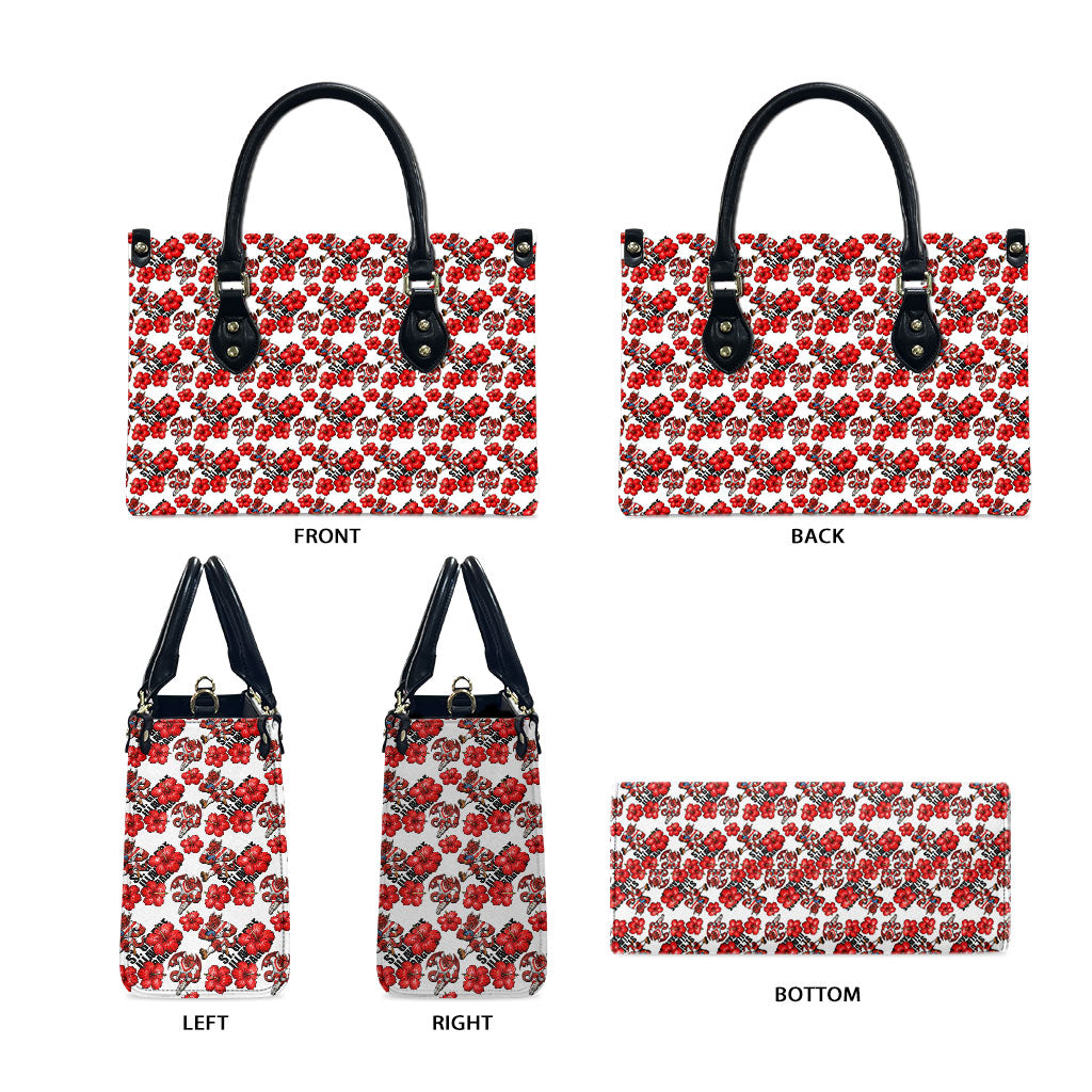 St. George Illawarra Dragons Leather Bag Tropical Hibiscus Floral Seamless Rugby Mascot