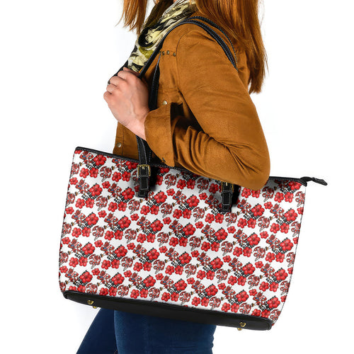 St. George Illawarra Dragons Leather Tote Bag Tropical Hibiscus Floral Seamless Rugby Mascot
