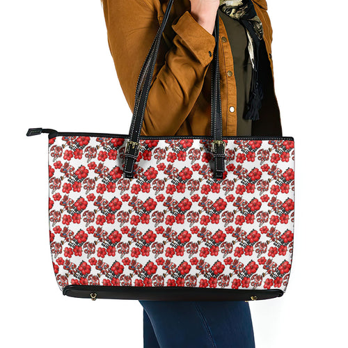 St. George Illawarra Dragons Leather Tote Bag Tropical Hibiscus Floral Seamless Rugby Mascot