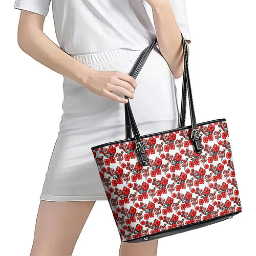 St. George Illawarra Dragons Leather Tote Bag Tropical Hibiscus Floral Seamless Rugby Mascot