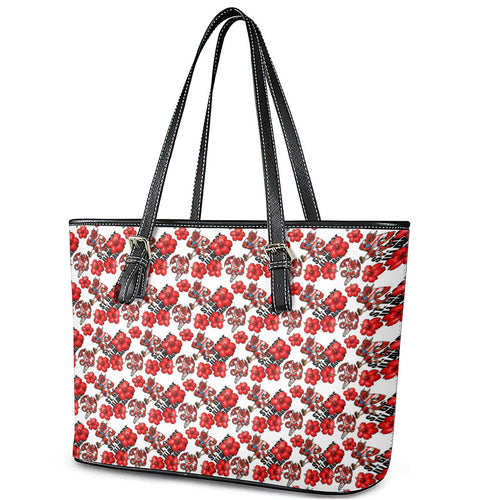 St. George Illawarra Dragons Leather Tote Bag Tropical Hibiscus Floral Seamless Rugby Mascot