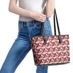 St. George Illawarra Dragons Leather Tote Bag Tropical Hibiscus Floral Seamless Rugby Mascot