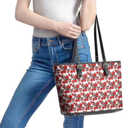 St. George Illawarra Dragons Leather Tote Bag Tropical Hibiscus Floral Seamless Rugby Mascot