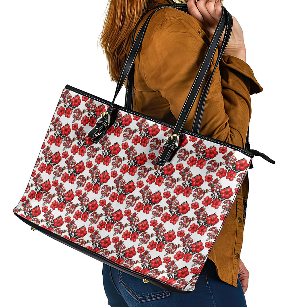 St. George Illawarra Dragons Leather Tote Bag Tropical Hibiscus Floral Seamless Rugby Mascot