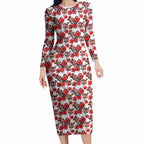 St. George Illawarra Dragons Long Sleeve Bodycon Dress Tropical Hibiscus Floral Seamless Rugby Mascot
