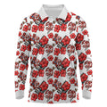 St. George Illawarra Dragons Long Sleeve Polo Shirt Tropical Hibiscus Floral Seamless Rugby Mascot