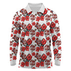 St. George Illawarra Dragons Long Sleeve Polo Shirt Tropical Hibiscus Floral Seamless Rugby Mascot