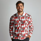St. George Illawarra Dragons Long Sleeve Polo Shirt Tropical Hibiscus Floral Seamless Rugby Mascot