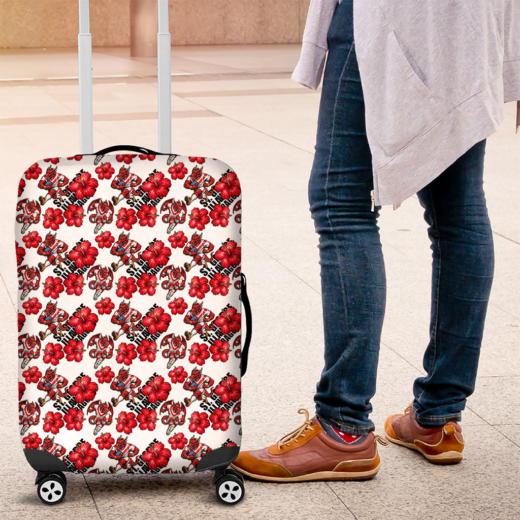 St. George Illawarra Dragons Luggage Cover Tropical Hibiscus Floral Seamless Rugby Mascot