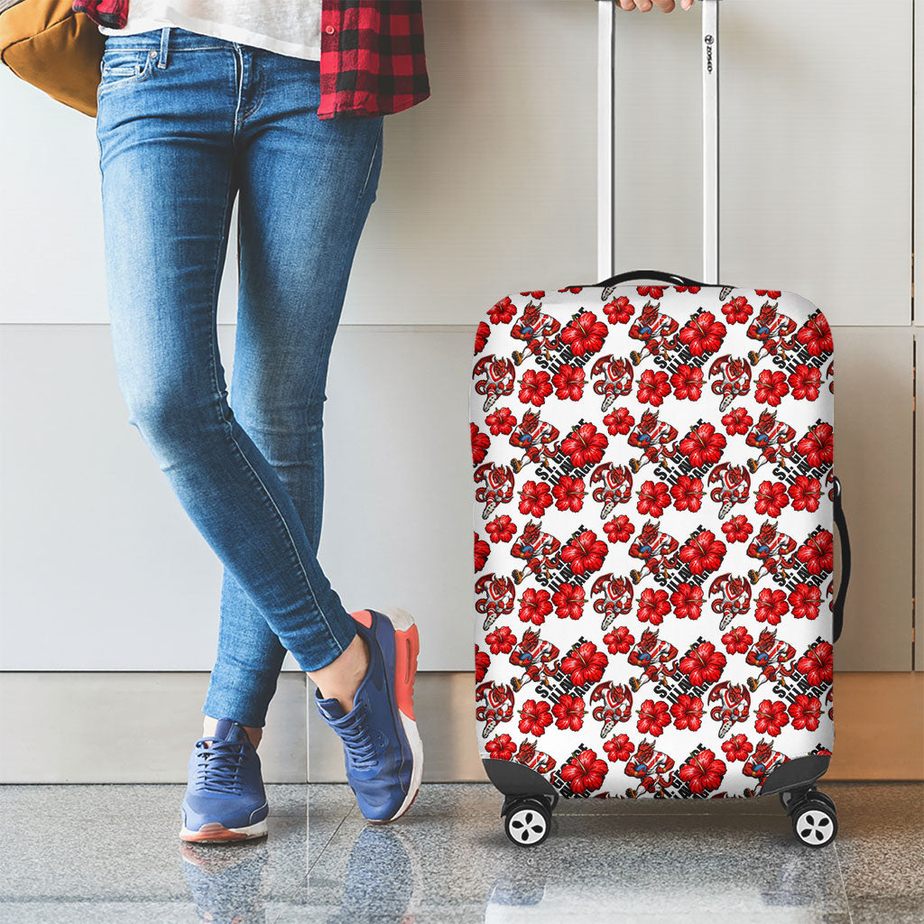 St. George Illawarra Dragons Luggage Cover Tropical Hibiscus Floral Seamless Rugby Mascot