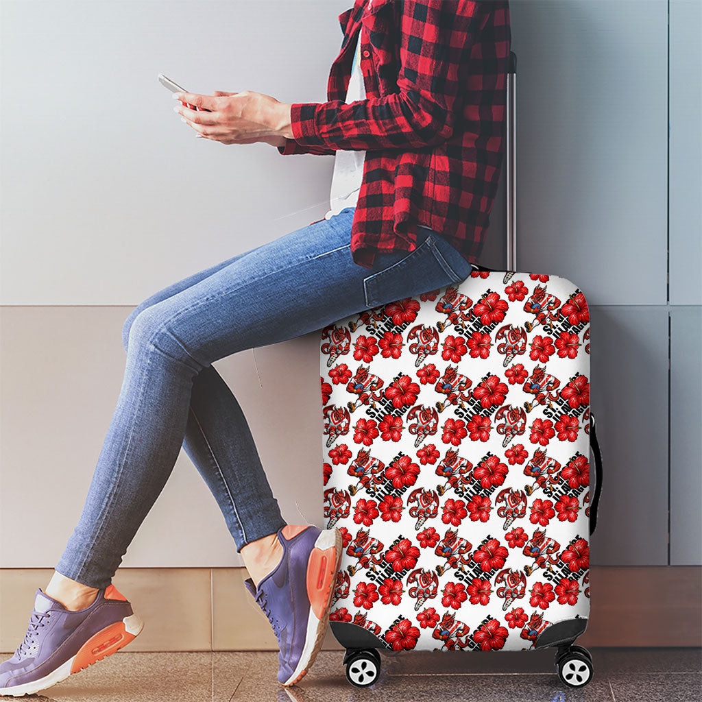 St. George Illawarra Dragons Luggage Cover Tropical Hibiscus Floral Seamless Rugby Mascot