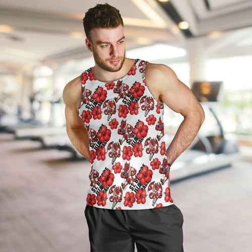 St. George Illawarra Dragons Men Tank Top Tropical Hibiscus Floral Seamless Rugby Mascot