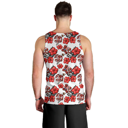 St. George Illawarra Dragons Men Tank Top Tropical Hibiscus Floral Seamless Rugby Mascot
