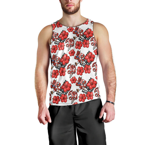 St. George Illawarra Dragons Men Tank Top Tropical Hibiscus Floral Seamless Rugby Mascot