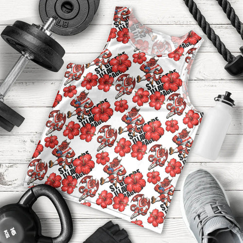 St. George Illawarra Dragons Men Tank Top Tropical Hibiscus Floral Seamless Rugby Mascot