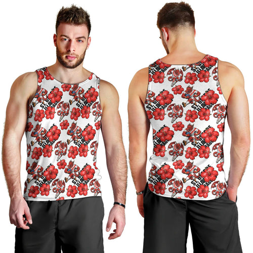 St. George Illawarra Dragons Men Tank Top Tropical Hibiscus Floral Seamless Rugby Mascot