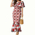 St. George Illawarra Dragons Mermaid Dress Tropical Hibiscus Floral Seamless Rugby Mascot