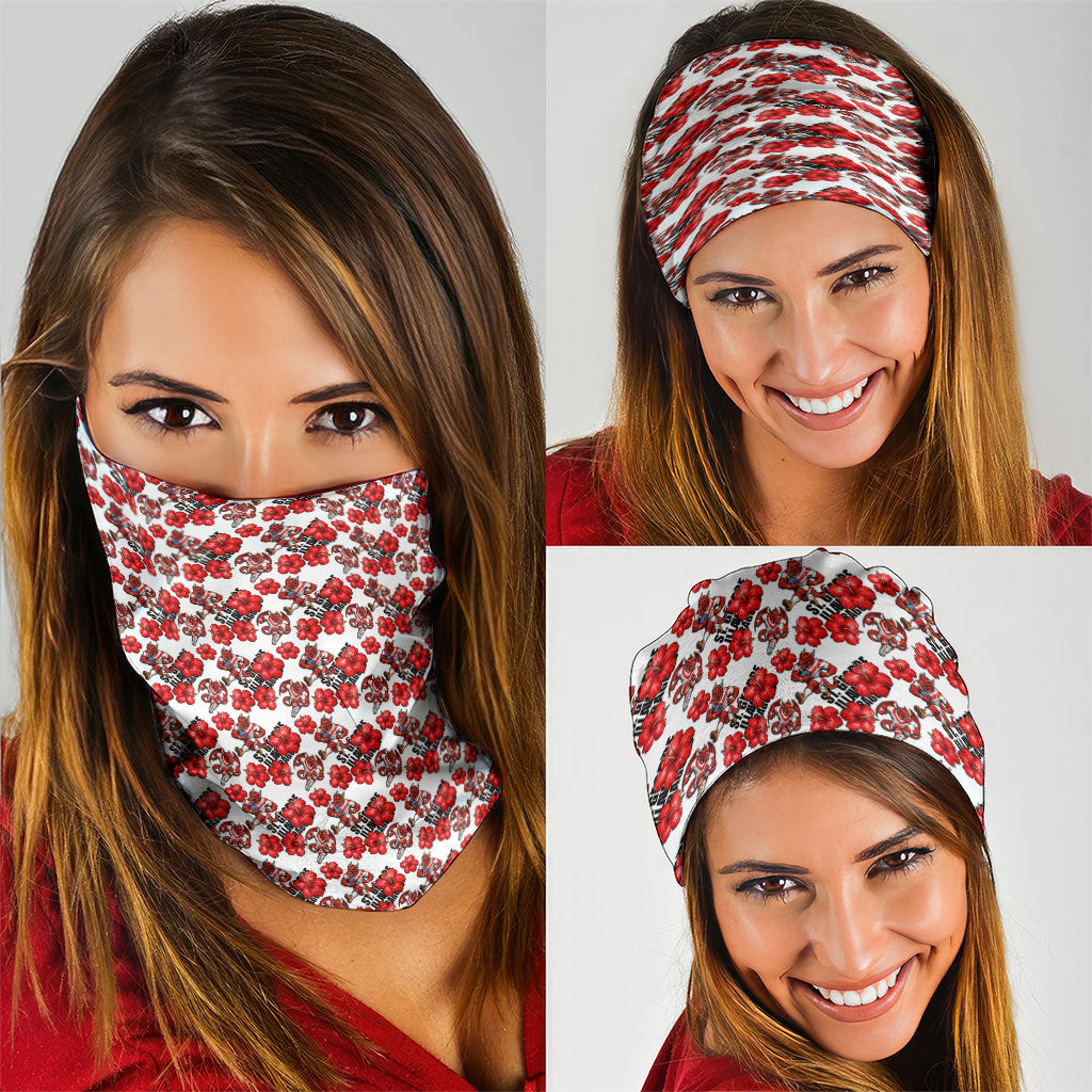 St. George Illawarra Dragons Neck Gaiter Tropical Hibiscus Floral Seamless Rugby Mascot