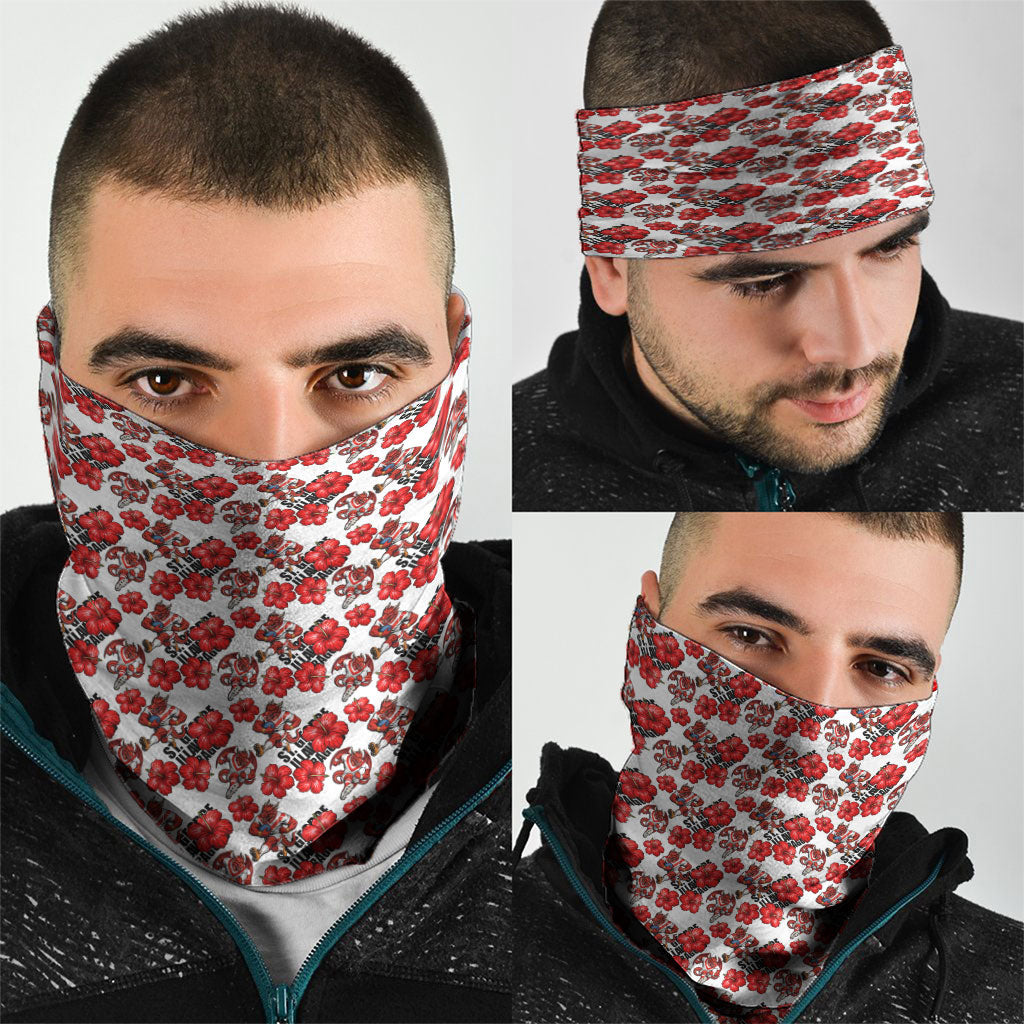 St. George Illawarra Dragons Neck Gaiter Tropical Hibiscus Floral Seamless Rugby Mascot