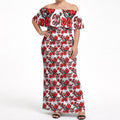 St. George Illawarra Dragons Off Shoulder Maxi Dress Tropical Hibiscus Floral Seamless Rugby Mascot