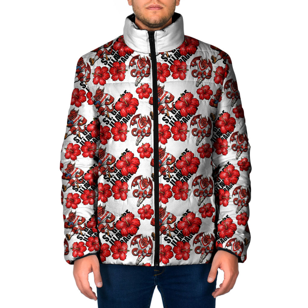 St. George Illawarra Dragons Padded Jacket Tropical Hibiscus Floral Seamless Rugby Mascot