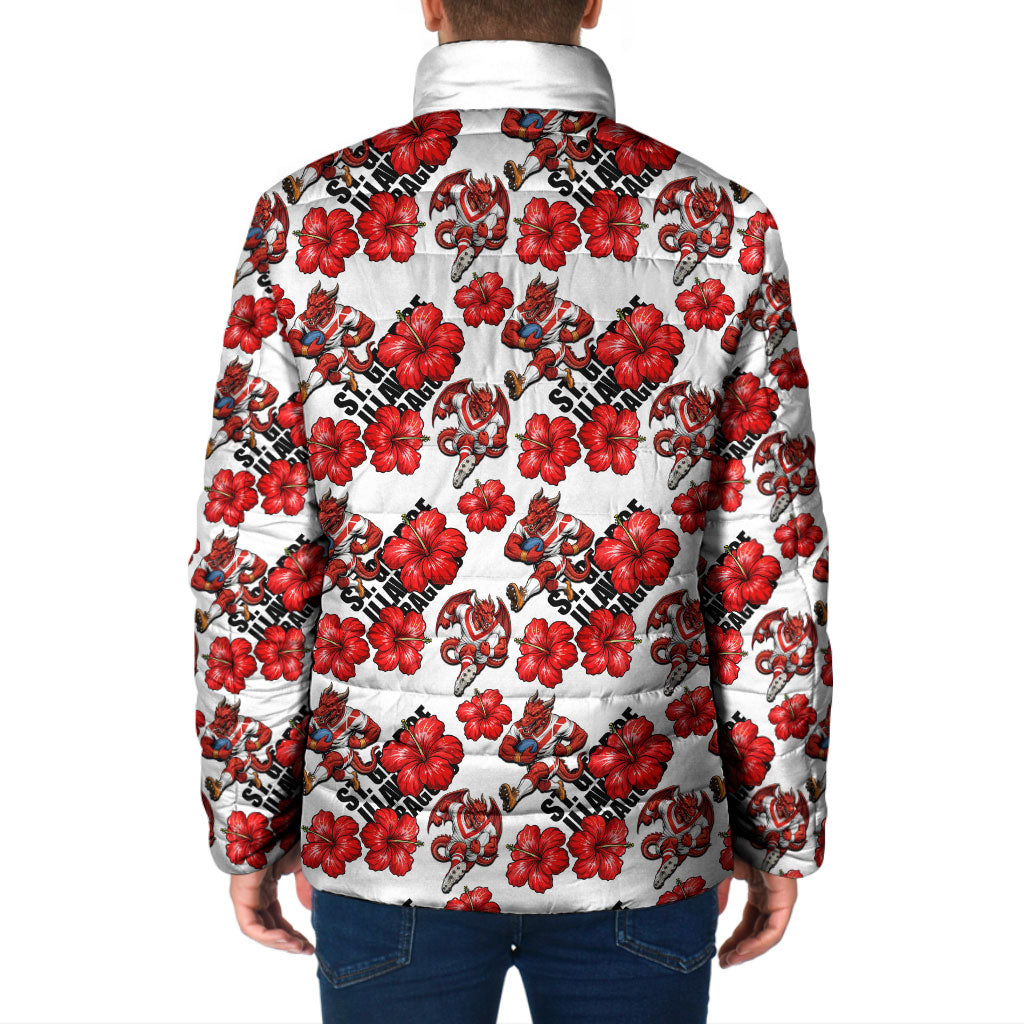 St. George Illawarra Dragons Padded Jacket Tropical Hibiscus Floral Seamless Rugby Mascot