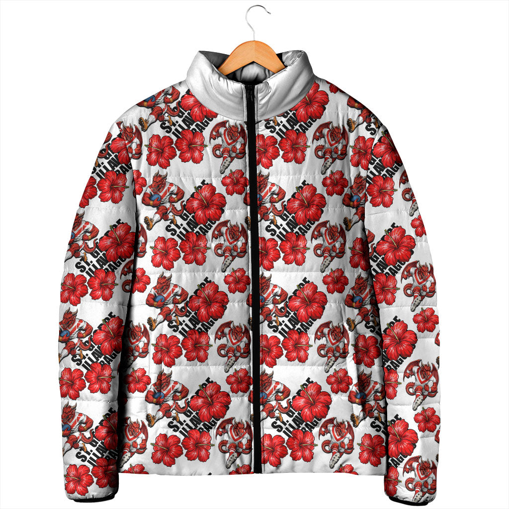 St. George Illawarra Dragons Padded Jacket Tropical Hibiscus Floral Seamless Rugby Mascot