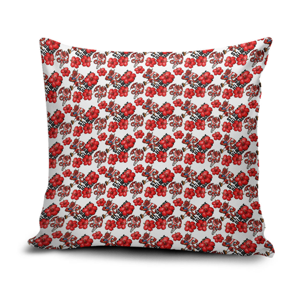 St. George Illawarra Dragons Pillow Cover Tropical Hibiscus Floral Seamless Rugby Mascot