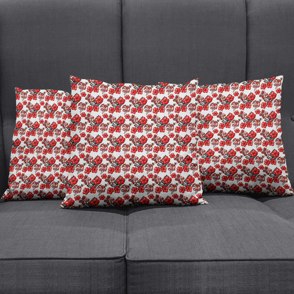 St. George Illawarra Dragons Pillow Cover Tropical Hibiscus Floral Seamless Rugby Mascot