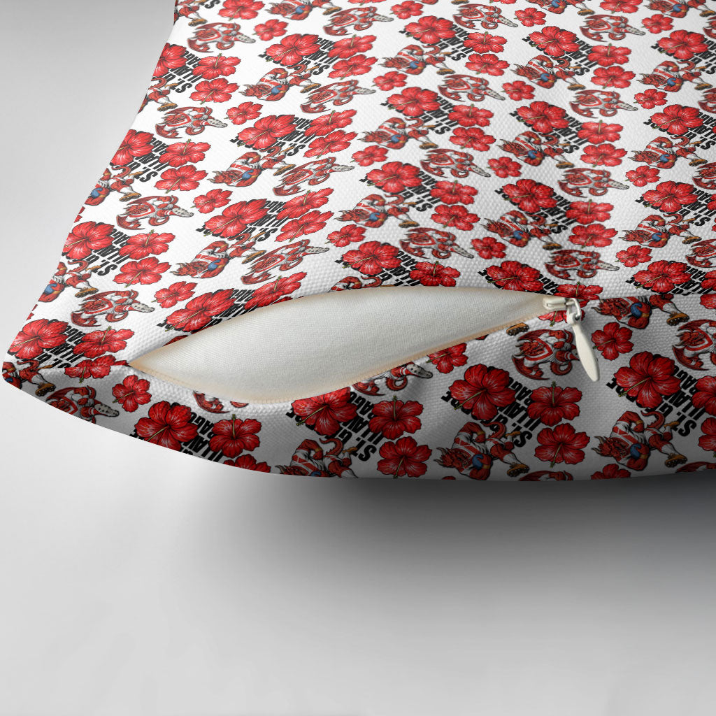 St. George Illawarra Dragons Pillow Cover Tropical Hibiscus Floral Seamless Rugby Mascot