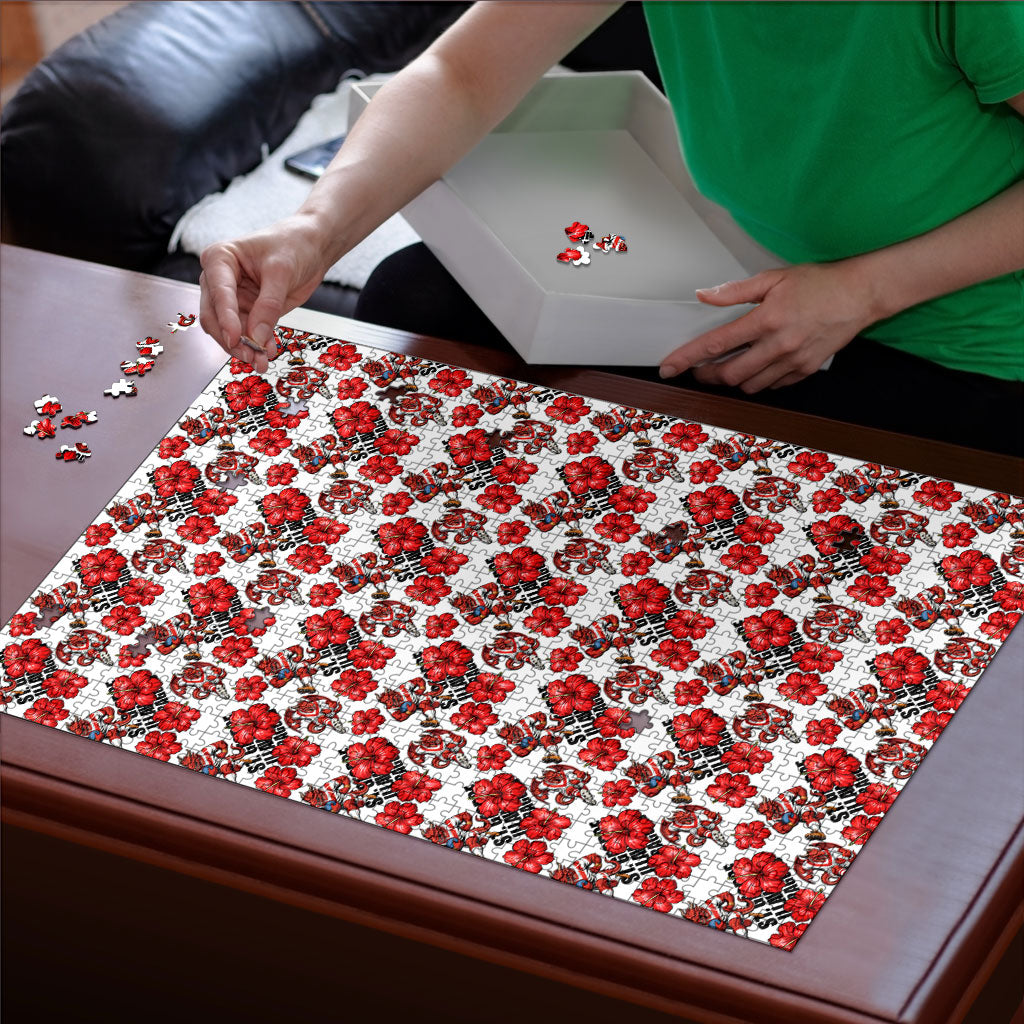 St. George Illawarra Dragons Puzzle Tropical Hibiscus Floral Seamless Rugby Mascot