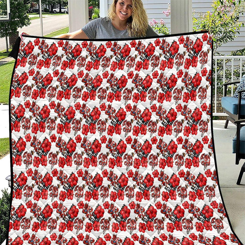St. George Illawarra Dragons Quilt Tropical Hibiscus Floral Seamless Rugby Mascot