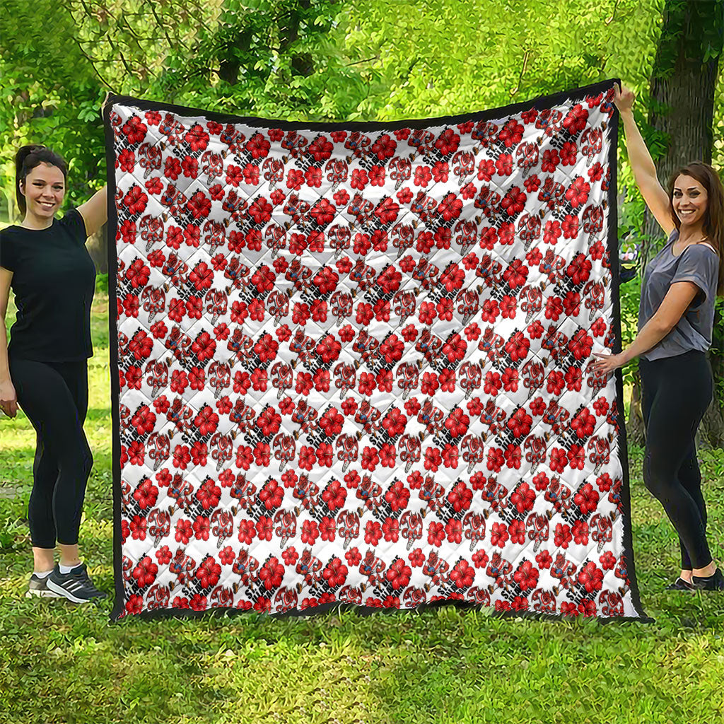 St. George Illawarra Dragons Quilt Tropical Hibiscus Floral Seamless Rugby Mascot